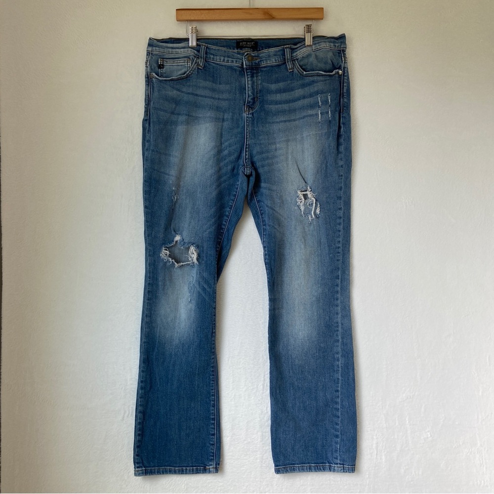 Judy Blue Los Angeles Womens Blue Denim Distress Bootcut Jeans Size 2XL